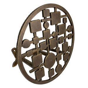 MCM Circles & Squares Cast Iron Hose Holder – Bronze Wall Mount